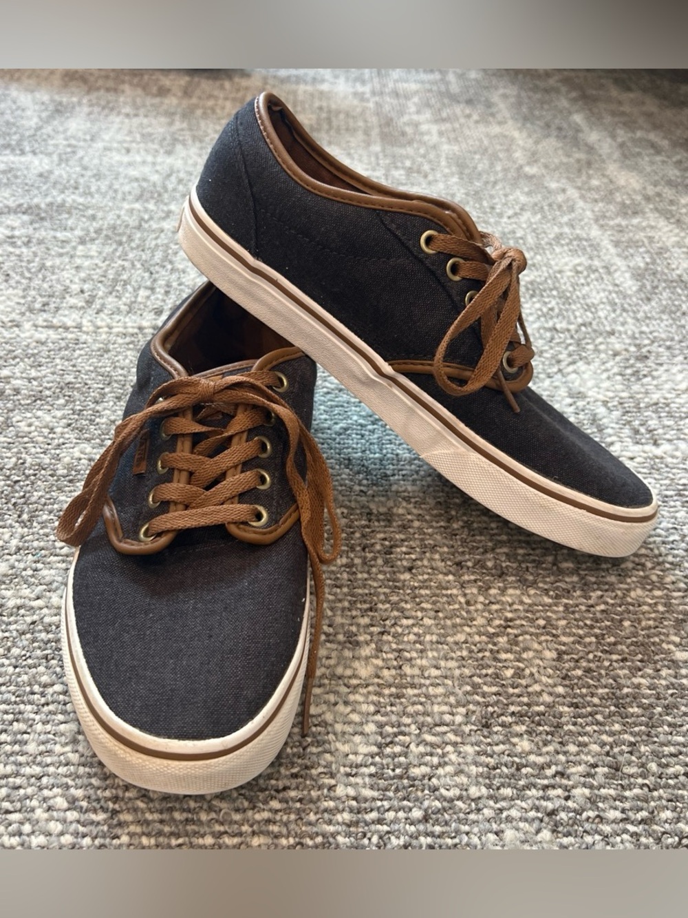 Men's Vans Canvas Sneakers with Brown Trim and Laces